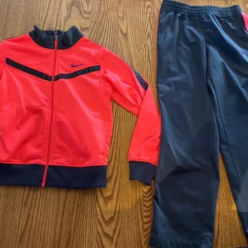 Nike girls size 6x pants jacket track suit outfit hot pink and purple GUC